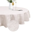 thumbnail image 1 of Table Cloth Leaf Pattern Jacquard Stain Proof Waterproof Wrinkle Resistant Tablecloths for Rectangle Tables Damask Tablecloths for Parties Holiday Picnic, Round 70"x 70" Beige, 1 of 6