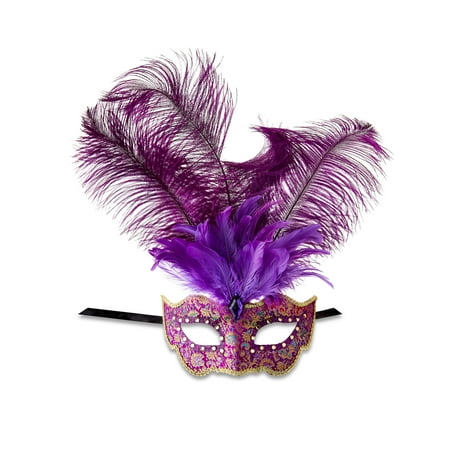 Mardi Gras Purple Feather Mask, for Adults, by Way To Celebrate
