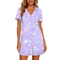 thumbnail image 5 of Byworldtasic Nightgowns for Women Button Down Sleep Shirt Short Sleeve NightShirts Boyfriend Sleepdress Soft Pajama Dress, 5 of 7