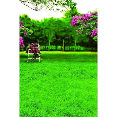 Image of ABPHOTO Polyester Green Grass Lawn Land Forest Tree Landscape 5x7ft Photo Backgrounds Studio Photography Backdrops