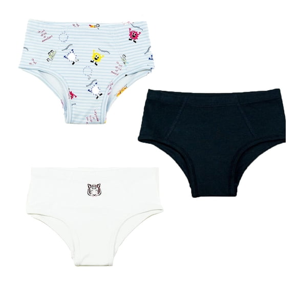 Kidsy Toddler Baby Boys Casual Soft Cotton Pull On Briefs 2 3 4 5 6 8 Years, Monster/Tiger/Navy (Set of 3), 4