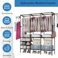 thumbnail image 3 of Organizador de Metal para Ropa,Perchero de Pie Armario con 2 ganchos laterales,Closet Organizador de Ropa, Estante de Ropa para Balcón, Dormitorio y Lavandería,Negro, 3 of 8