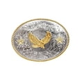 thumbnail image 3 of Western Cowboy Silver Buckle with Gold Soaring Eagle Leather Belt, 3 of 4