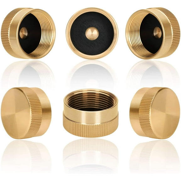 Solid Brass Propane Tank Caps Compatible with Coleman 1lb Gas Cylinder Leak-Proof Sealed Protect Caps 6-Pack