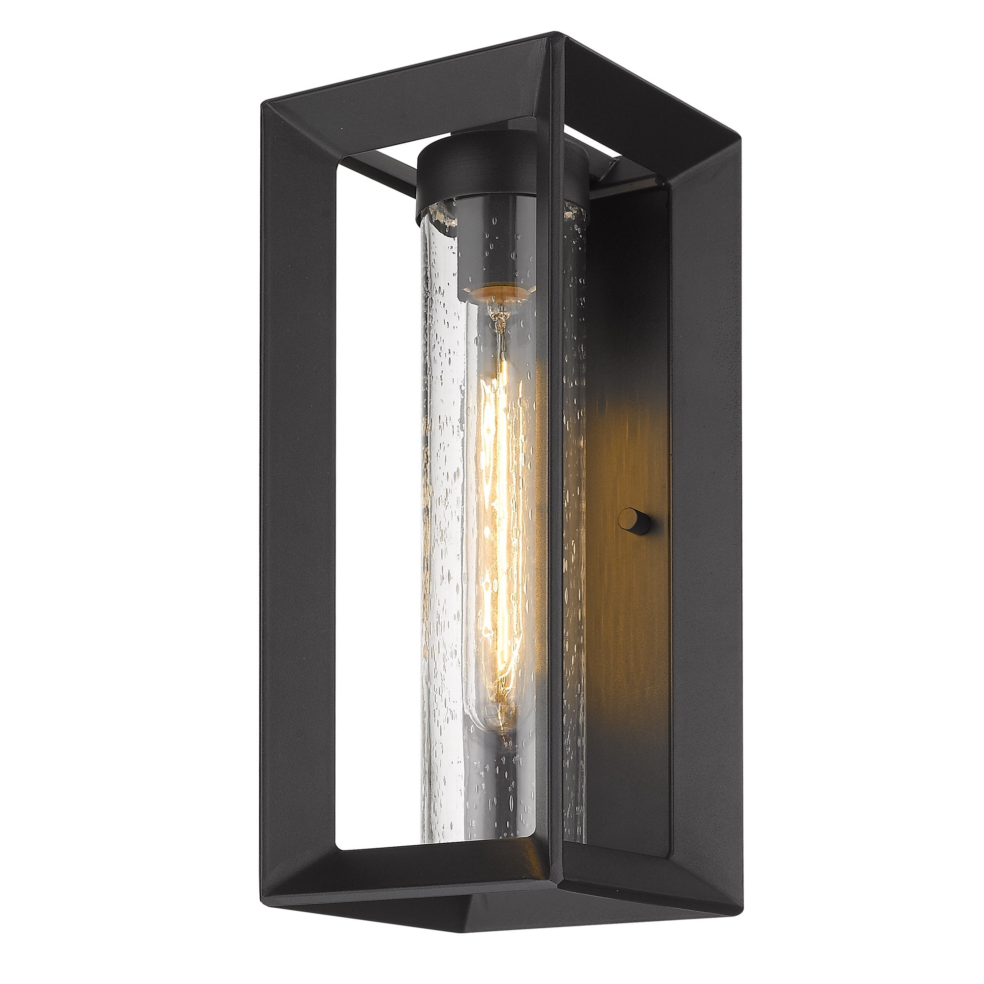 Samson Modern Black Wall Sconce - Outdoor with Clear Shade