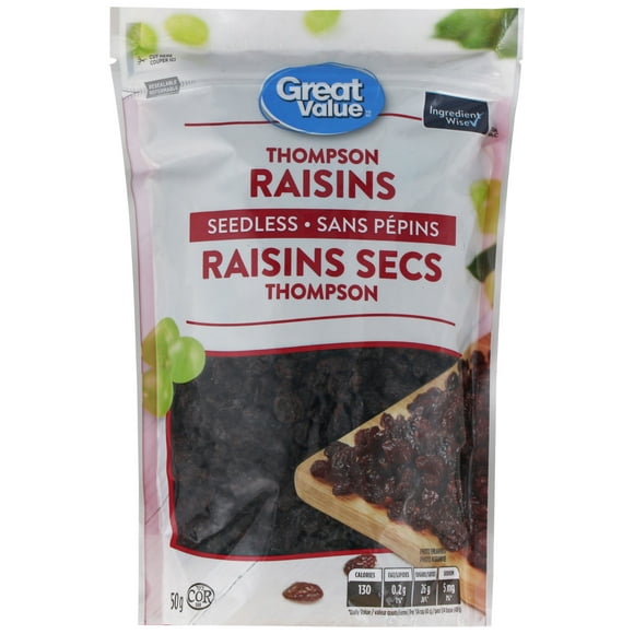 Raisins Thompson sans pépins Great Value 750 g