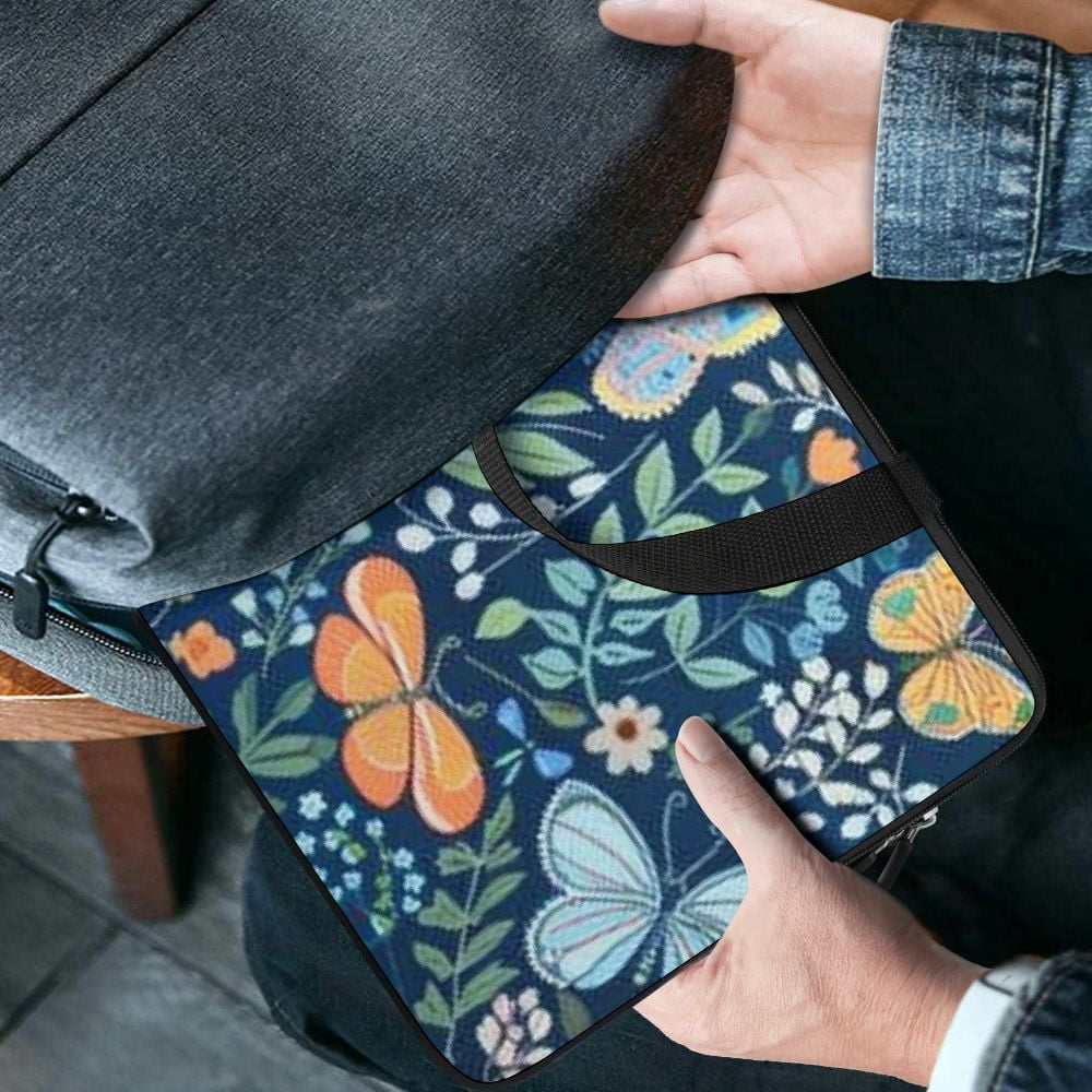 JRXY Butterflies Flowers Leaves Diving Fabric Laptop Carrying Bag with Handle and Waterproof Exterior, Lightweight and Scratch-Resistant Computer Protect Case 15inch