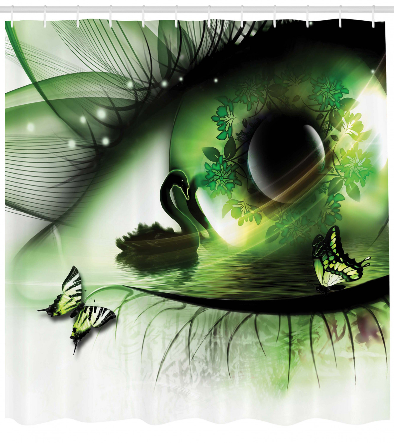 Details about / Shower Curtain Art Bathroom Decor Flying Butterflies Bath Curtains 12 Hooks