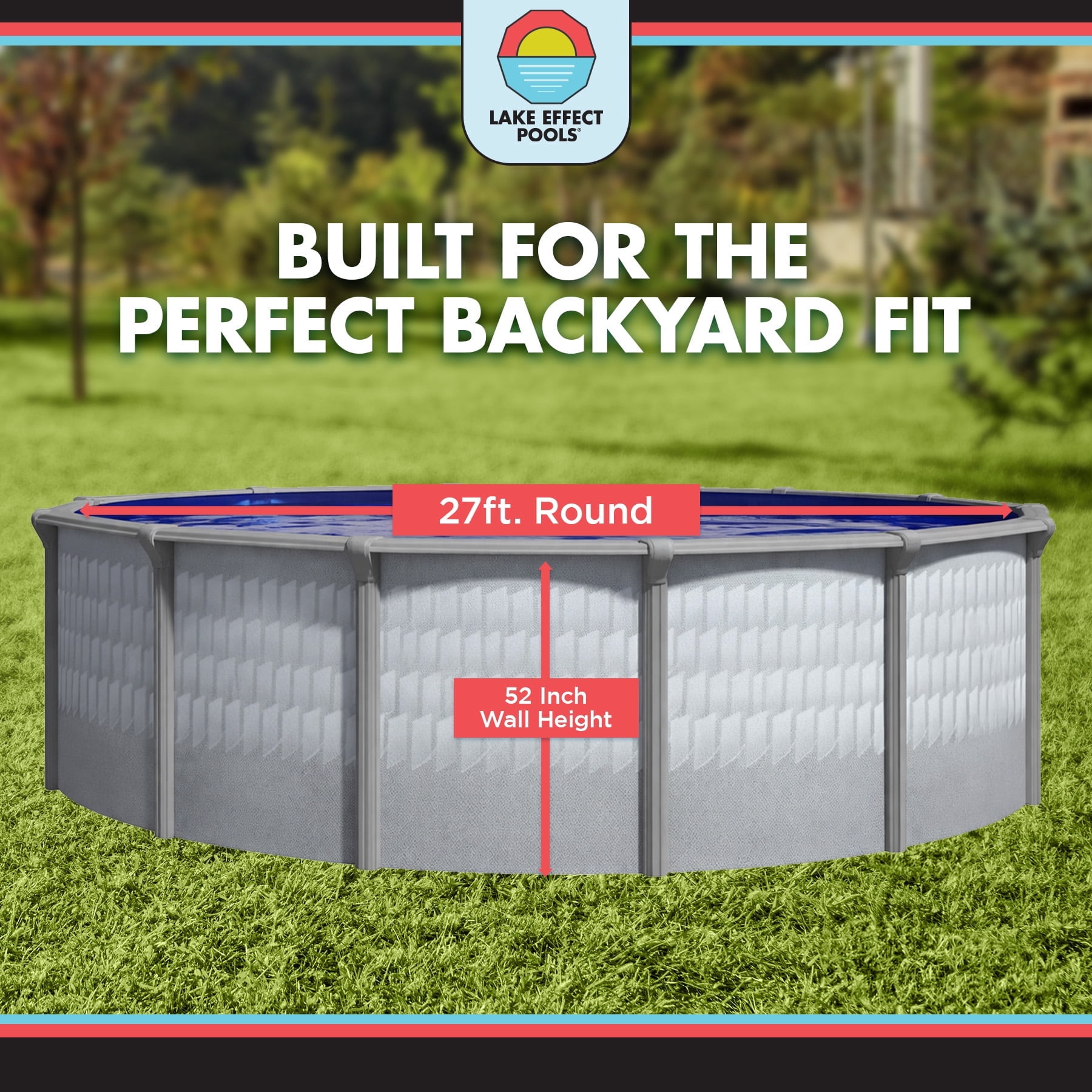 Lake Effect Pools Testudo 27' Round x 52" Resin Protected Steel Above Ground Swimming Pool