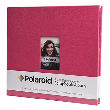 Cloth Photo Album - Polaroid 8x8 Cloth Covered Scrapbook Photo Album w/Front Picture Window For 2x3 Photo Paper Pojects (Snap, Zip, Z2300) - Red