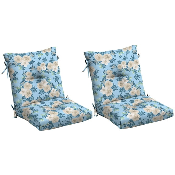 ARDEN Plush Modern Tufted Polyfill Dining Chair Cushion 2-Pack, 21 x 40, Arden x Alexandra Kay Collection, Water repellent, Fade Resistant, Backroad Blossom Blue