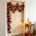 thumbnail image 5 of Tumdkd Pumpkin Maple Leaf Garland, Black Orange Artificial Fall Vine for Mantel, Stair Railing, Doorway and Table Decor, 5 of 6