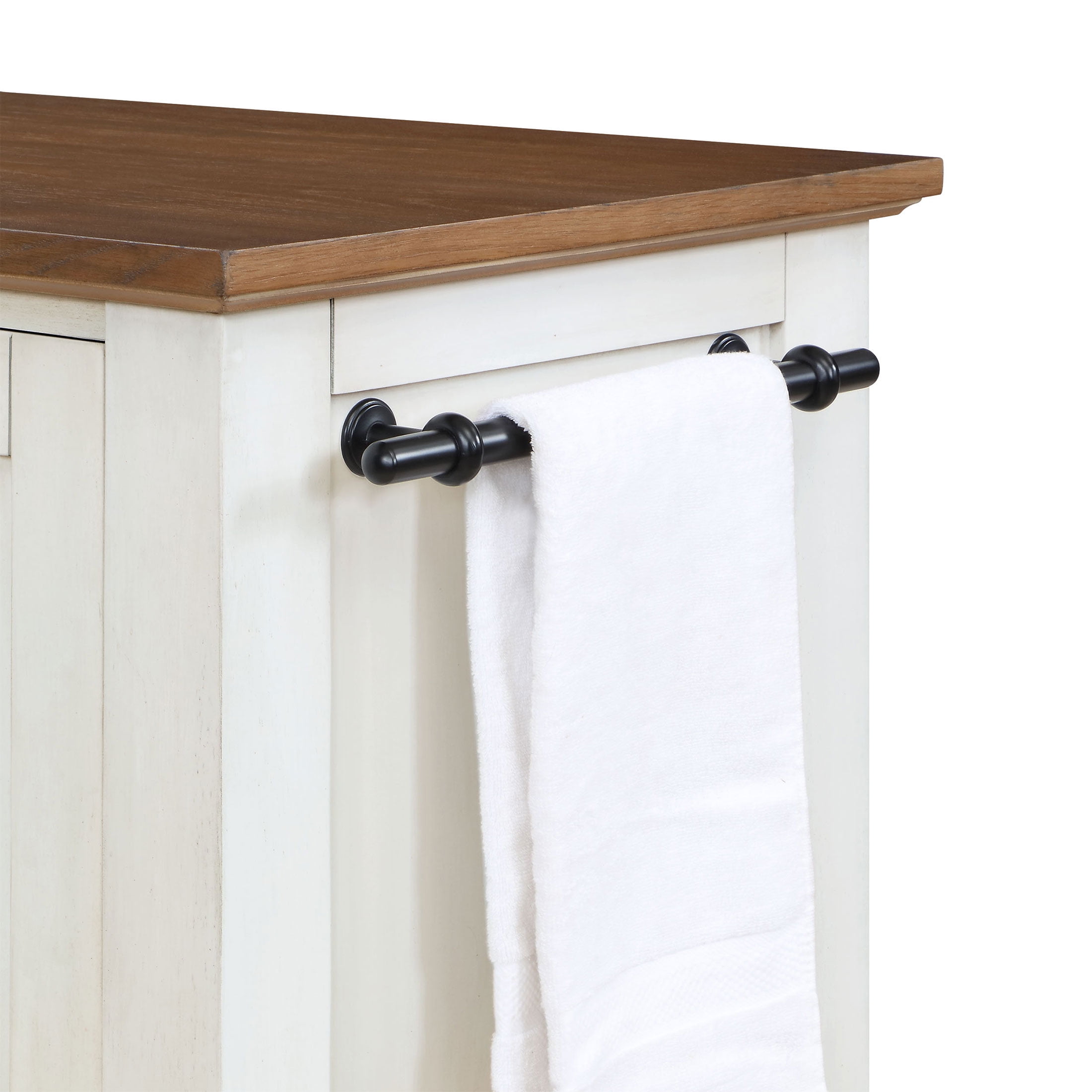 The Pioneer Woman Two-Tone Kitchen Cart Made With Solid Wood Frame, White