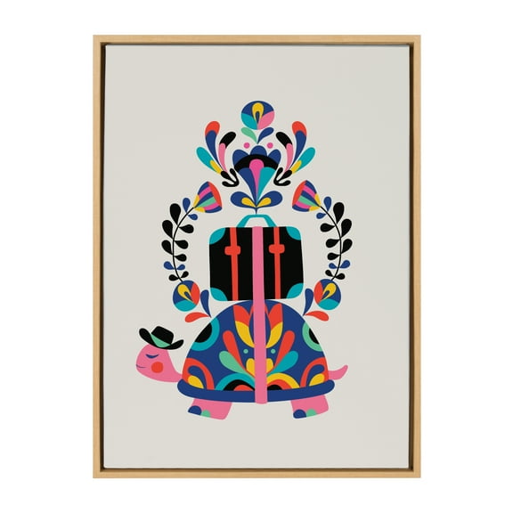 Kate and Laurel Sylvie Travel Animal Framed Canvas Wall Art By Rachel Lee, 23x33 Natural, Abstract Animal Home Decor