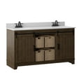 thumbnail image 2 of Twin Star Home 60" Sliding Barn Door Double Sink Bathroom Vanity with 4 Woven Baskets, 2 of 7