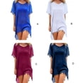 thumbnail image 3 of Maoww Robe de Plage pour Femmes avec Franges en Chiffon, Maillot de Bain Anti-Soleil, Bleu Foncé, 3 of 8