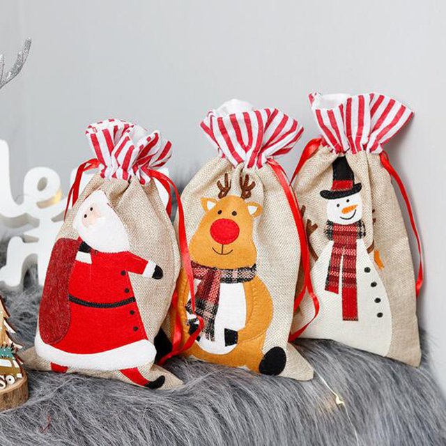 XWSHYW Almacenamiento de Papel para Envolver Regalos. Bolsa de Dulces de Navidad de Papá Noel, Media Vino, Botella, Regalo, Adornos Navideños, Decoración