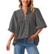 thumbnail image 1 of Blusa PRETTYGARDEN para mujer, verano 2025, manga corta, cuello en V, 1 of 8