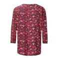 thumbnail image 5 of Plus Size 3/4 Length Sleeve Tops for Womens Valentines Day Heart Print T Shirts Crewneck Basic Tees, 5 of 5