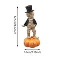 thumbnail image 3 of Vintage Halloween Decor Mini Resin Figures, Mummy-Wrapped Pumpkin Resin Ornament with Spooky Festive Face for Desktop Shelf Party Ghost Festival, Cute Halloween Decor, Spooky Miniature, 3 of 5