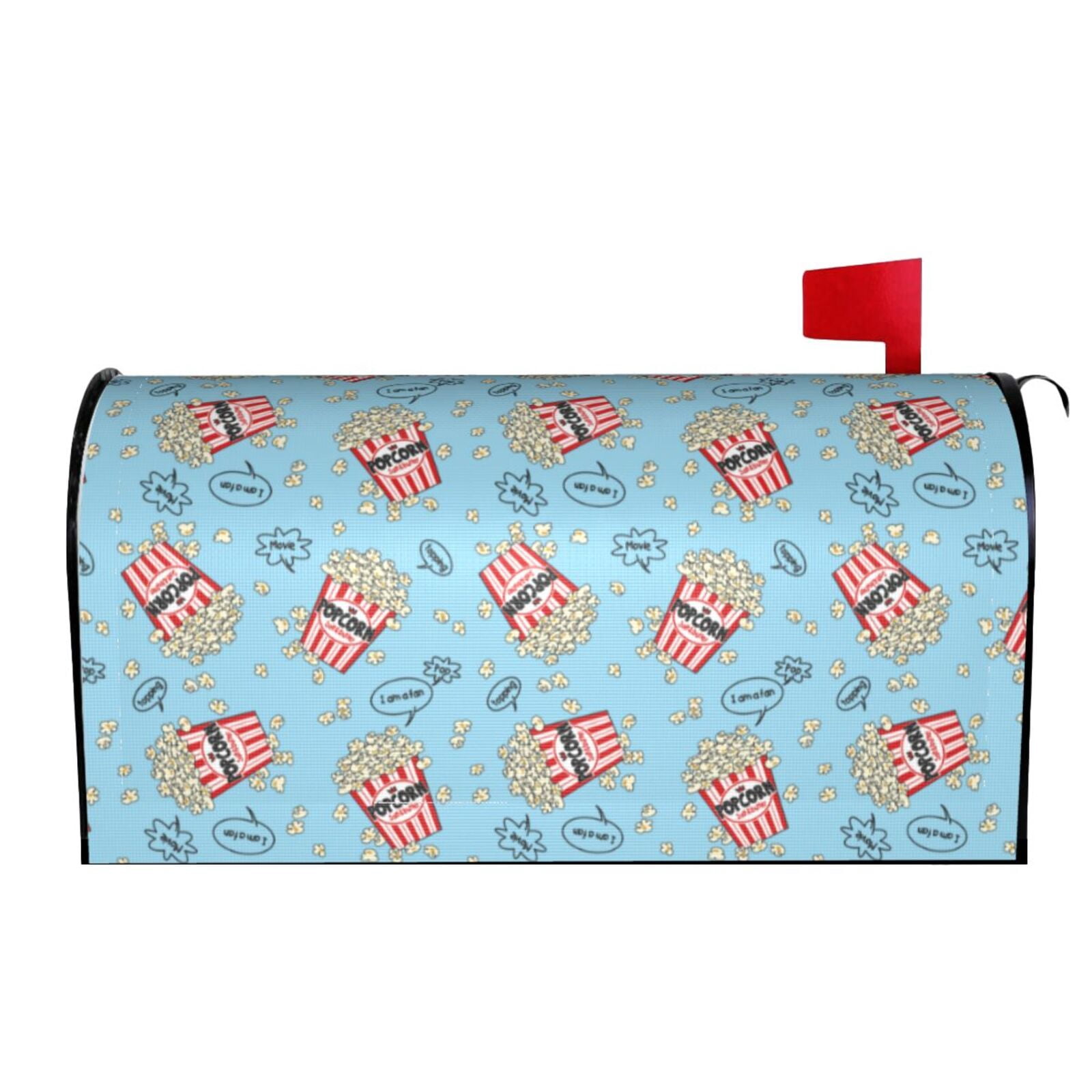 Xecao I Am A Fan Popcorn for Mailbox Cover with Magnetic Strips, Waterproof and Sunscreen, Adds a Decorative Touch to Your Garden Yard.