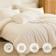 thumbnail image 2 of Payda 3PC Microfiber Knitted Jacquard Waffle Weave Striped Comforter for All Season （Beige，King）, 2 of 6