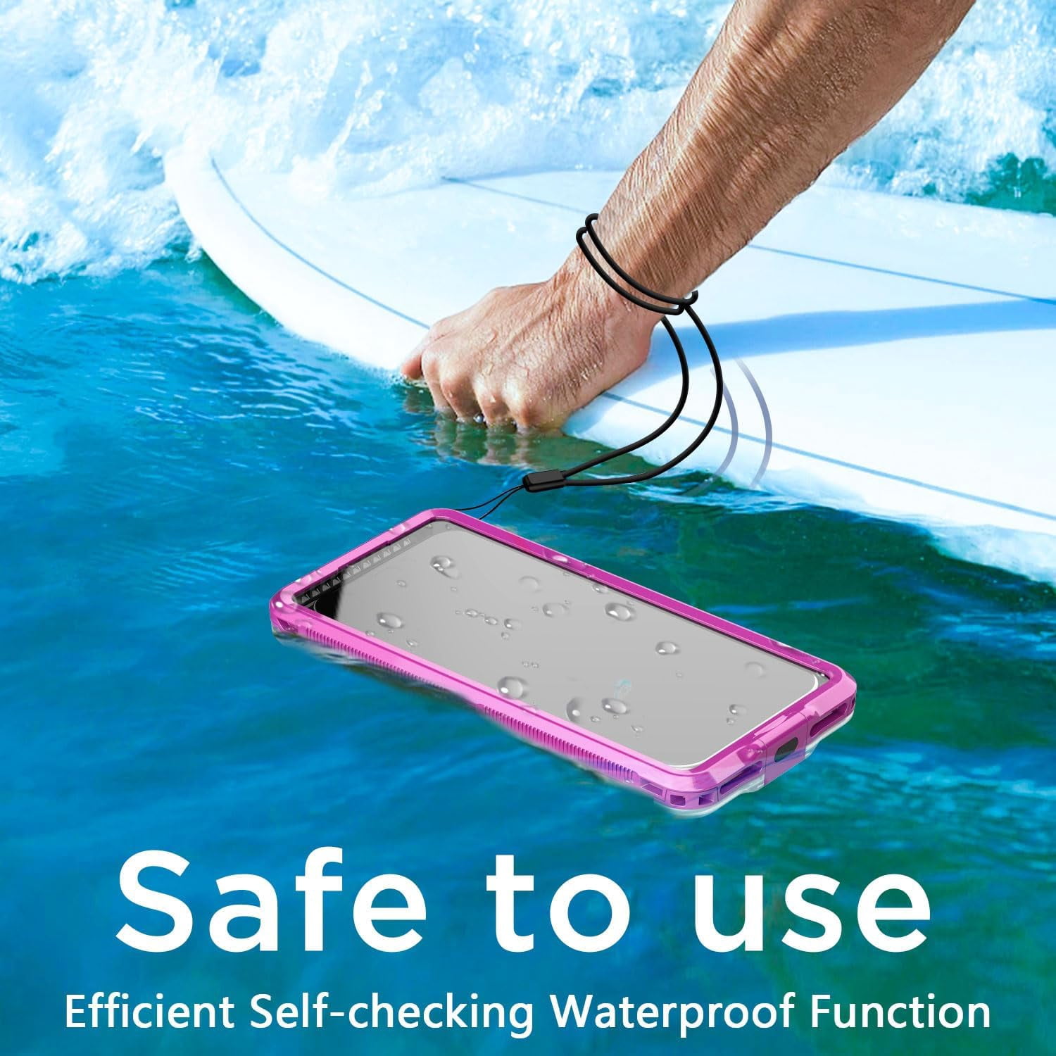KOMI Waterproof Phone Case,Universal Self-Check Function Underwater Pouch Dry Bag Beach Travel Essentials Tech Gadgets for iPhone 15 14 13 11 12/Samsung S24/LG,Google/Xiaomi/Motorola_Pink