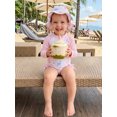 thumbnail image 5 of Cenuakty Toddler Baby Girl Swimsuit Set Seashell Flower Long Sleeve Rash Guard Bathing Suit with Sun Cap 2 Piece Outfit, 5 of 9