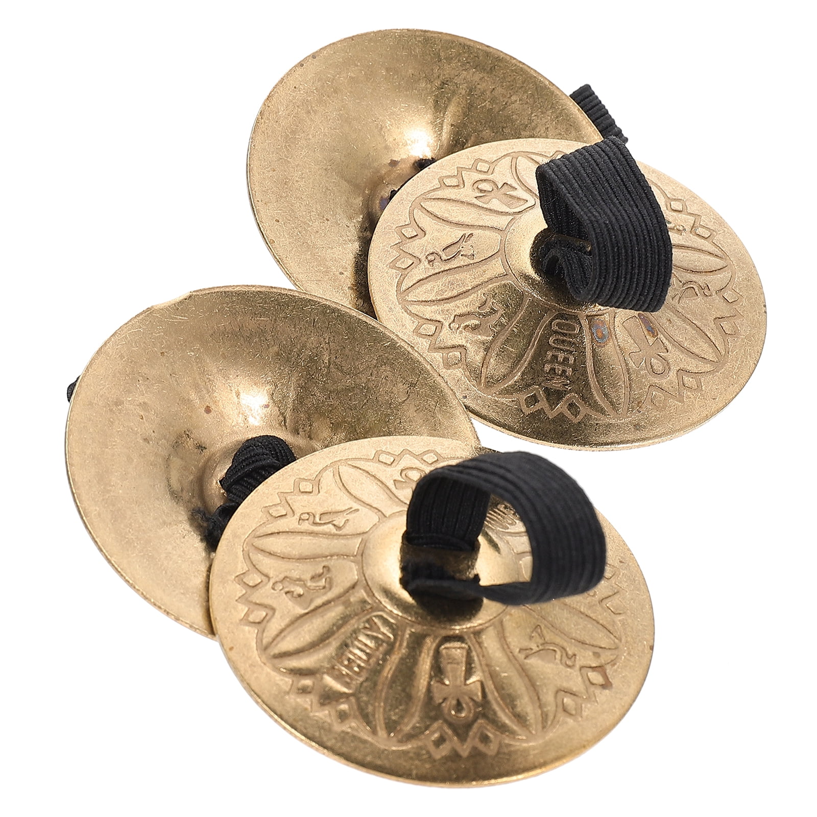 PartyKindom Golden Copper Finger Cymbals Small Percussion Instrument for and Training 4Pairs
