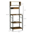 thumbnail image 6 of HOMCOM Kitchen Baker's Rack with Power Outlet, USB Charger, Microwave Stand, Coffee Bar with Adjustable Shelves, 5 Hooks, Rustic Brown, 6 of 6