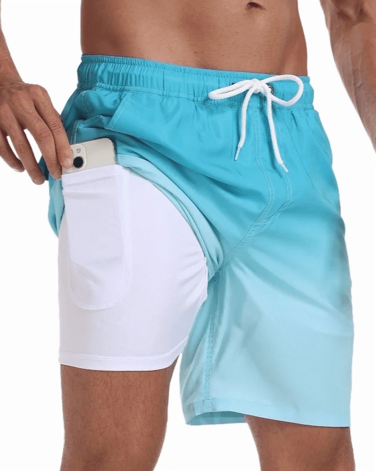 Mowujeit Men's Quick-Dry Swim Trunks, Blue