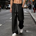 thumbnail image 2 of Bxsruta Mens Loose Fit Joggers Drawstring Waist Athletic Pants Casual Streetwear Wide Leg Trousers, 2 of 8