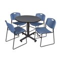 thumbnail image 6 of Regency Kobe 42 in. Round X-Base Breakroom Table- Mocha Walnut, 4 Zeng Stack Chairs- Black, 6 of 7