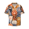 thumbnail image 3 of Goofa Cute Cat Paw Printed Men's Casual Short-sleeved Shirt,Lightweight Breathable Button-down,Summer Casual men's top,Versatile Fashion shirt-, 3 of 7
