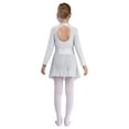 thumbnail image 2 of Xnihocha Girls' Figure Ice Skating Roller Skating Dress Long Sleeve Shiny Rhinestone Skirted Leotard Dresses White 14, 2 of 7