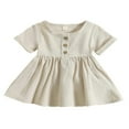 thumbnail image 1 of Baby Girls Summer Dresses  Short Sleeve  Neck Button Down Dresses, 1 of 9