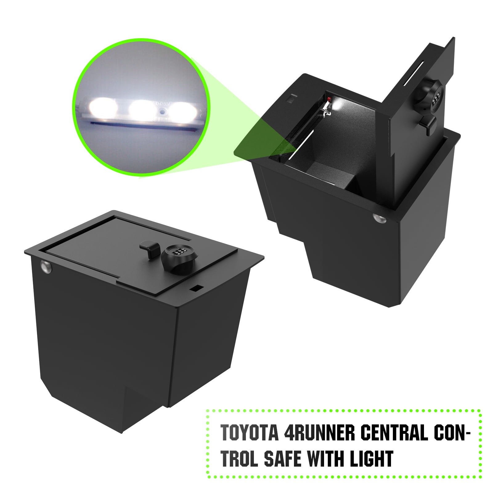 3mirrors Console Safe Gun Safe with LED Light Compatible with Toyota 4RUNNER 2010-2021 Replaces 00016-86184