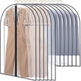 thumbnail image 1 of Fundas para ropa, 12 piezas, fundas para trajes, fundas plegables para guardarropa, fundas transparentes, impermeables y a prueba de polvo con cremallera para camisas, trajes y abrigos., 1 of 5