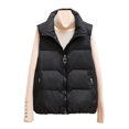 thumbnail image 2 of Women Winter Coat with Zipper Pockets Zip-up Closure Padded Turn-down Collar Sleeveless Solid Color Outdoor Leisure Sports Down Waistcoat, 2 of 8
