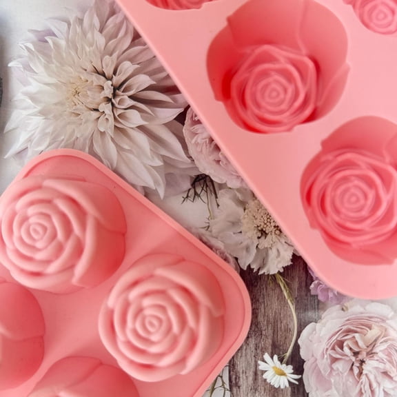 Clearance Under $3 10 Cavity Rose Silicone Mold – for Chocolates Candles Soap & Baking (Lavender)