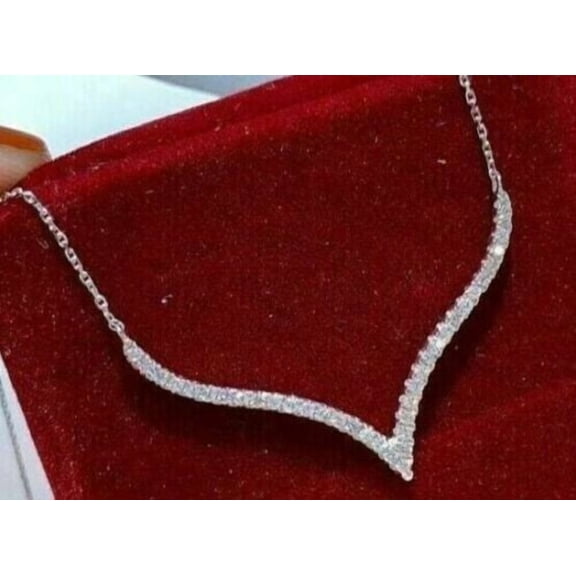 3Ct Round Cut Lab Created Diamond Engagement Wedding Women's Necklace 14K White Gold Finish