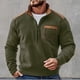 thumbnail image 1 of pstuiky camisa de manga larga para hombre, Suéter informal de moda para hombre, color liso, con bolsillos y cremallera, manga larga y cuello alto. Tops casuales para hombres m, 1 of 3