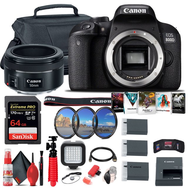 Canon EOS Rebel 800D / T7i Appareil Photo Reflex Numérique + Objectif Canon EF 50mm + 64 Go + Plus
