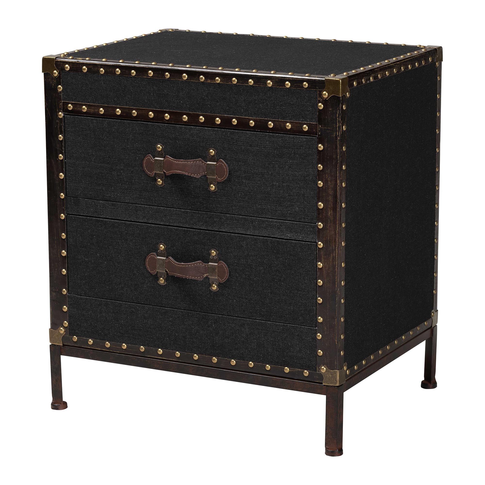 Baxton Studio Laura Vintage End Table, 2-Drawer, Black