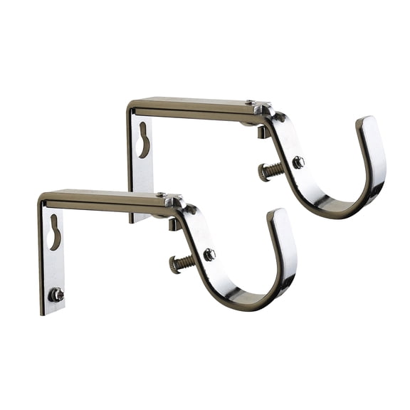 MERIVILLE Set of 2 Satin Nickel Curtain Drapery Rod Bracket for 1-Inch Rod, Adjustable