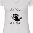 thumbnail image 4 of Inktastic Am Smol Will Fight Women's V-Neck T-Shirt, 4 of 5