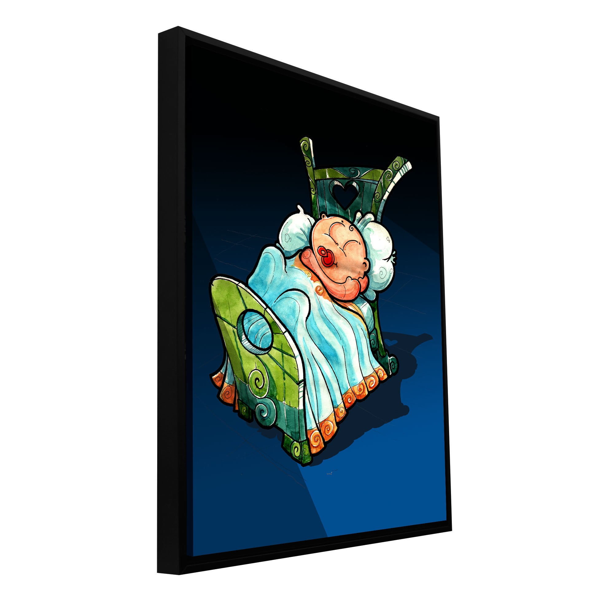 Luis Peres "Kids In Bed 2" Floater-Framed Gallery-Wrapped Canvas