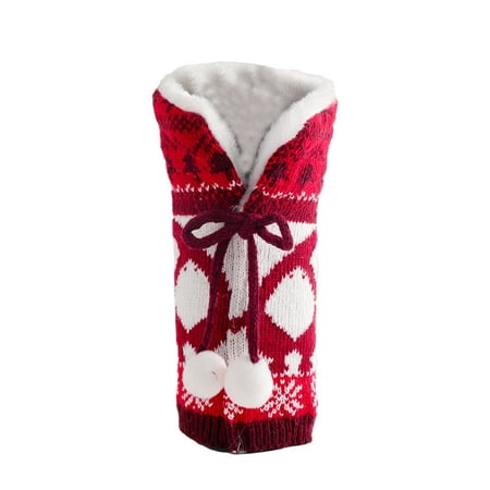 

Famure Christmas Wine Bottle Bag Knitted Red Wine Bottle Cover for Party