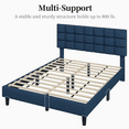 thumbnail image 4 of Renwick Upholstered Platform Bed with Square Tufted Headboard for Adult, Queen, Navy Blue, 4 of 7