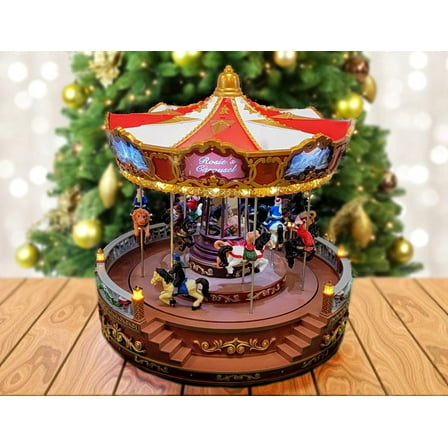 Christmas Carousel Decoration. Animated Christmas Village F07M4-9-W271